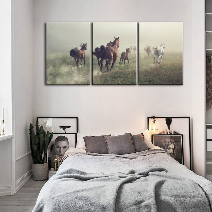 Running Horses-Canvas Wall Art Painting 3 Pieces