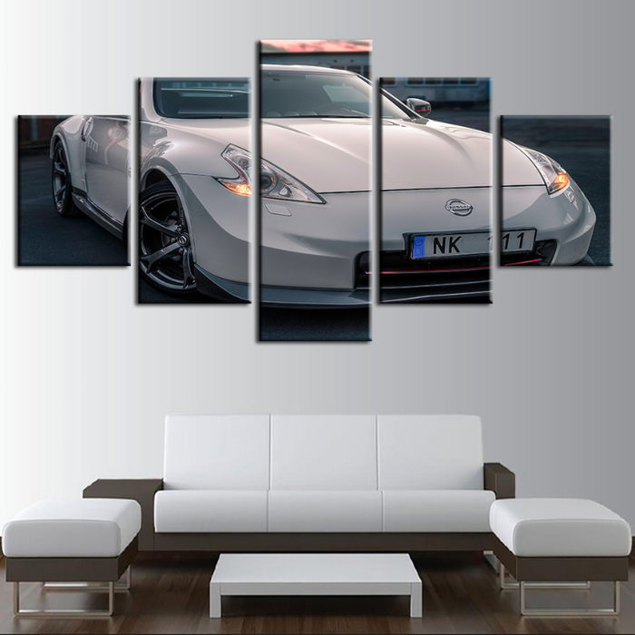 5 Piece White New Metallic Car - Canvas Wall Art Painting