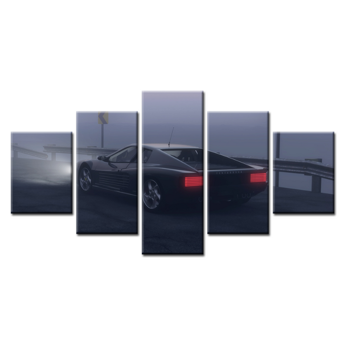 5 Piece Classic Night Time Car - Canvas Wall Art Painting