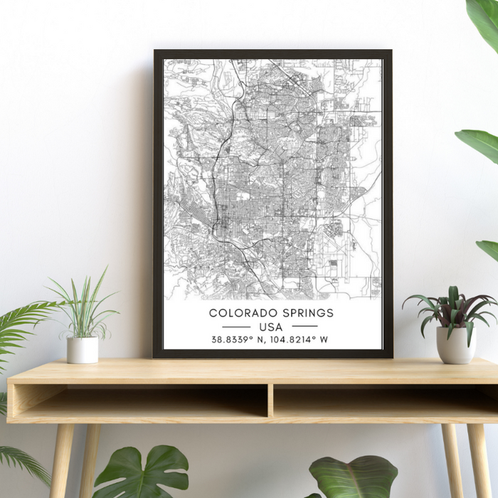 Colorado Springs City Map - Canvas Wall Art Painting