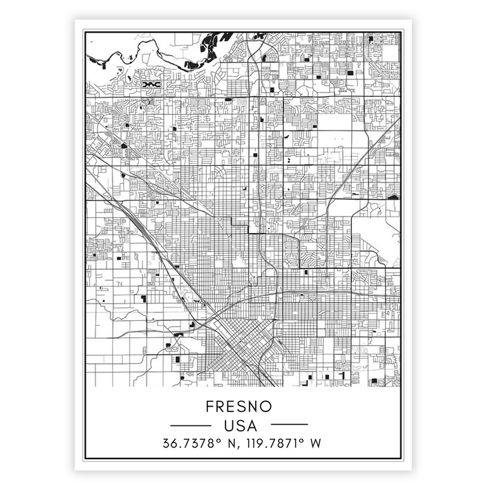Fresno City Map - Canvas Wall Art Painting