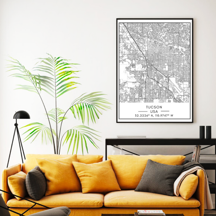 Tucson City Map - Canvas Wall Art Painting