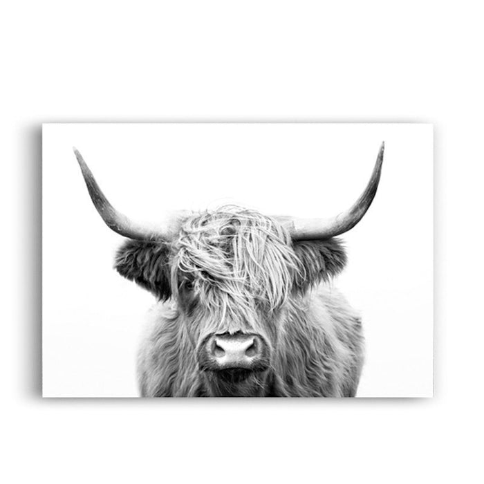 Black And White Highland Landscape - Canvas Wall Art Painting