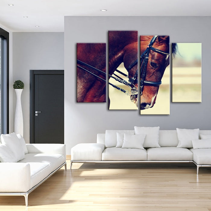 4 Piece Graceful Haltered Horse - Canvas Wall Art Painting