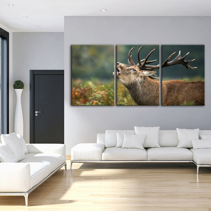 Bleating Elk - Canvas Wall Art Painting 3 Pieces