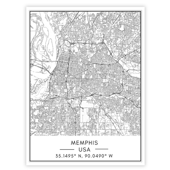 Memphis City Map - Canvas Wall Art Painting