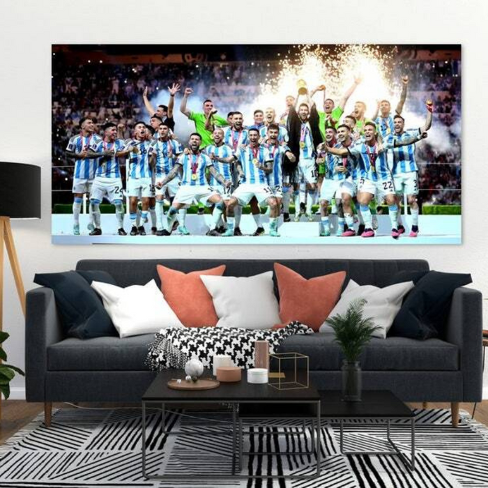 Argentina National Football Team, Messi Holding World Cup Celebration Wall Art