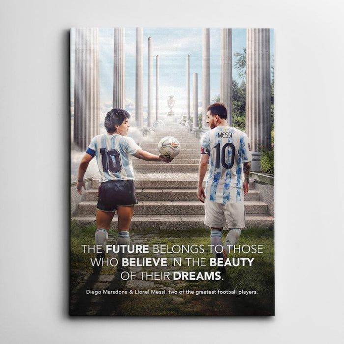 Lionel Messi & Maradona Legends Football Poster