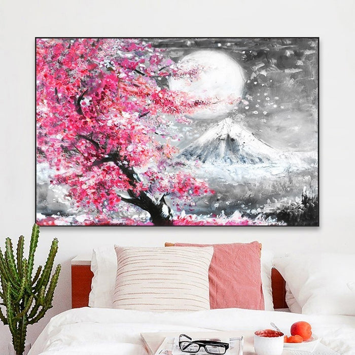 Mount Fuji Cherry Blossom Landscape Japan  - Canvas Wall Art Painting