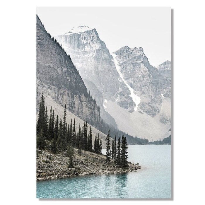 Mountain Landscape Travel Poster - Canvas Wall Art Painting