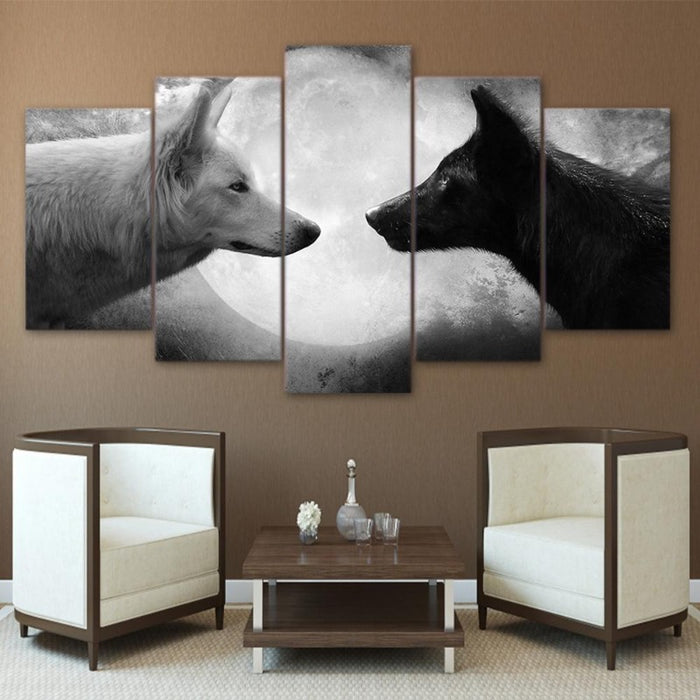 Wolves Black & White - Canvas Wall Art Painting