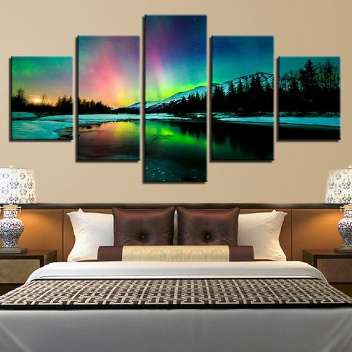 Aurora Borealis Lake - Canvas Wall Art Painting