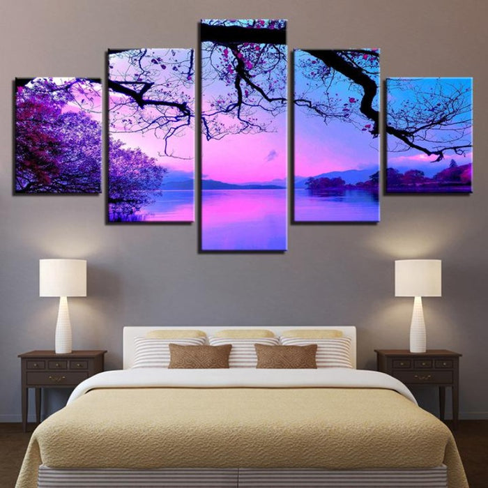 Purple Sunset Trees - Canvas Wall Art Painting