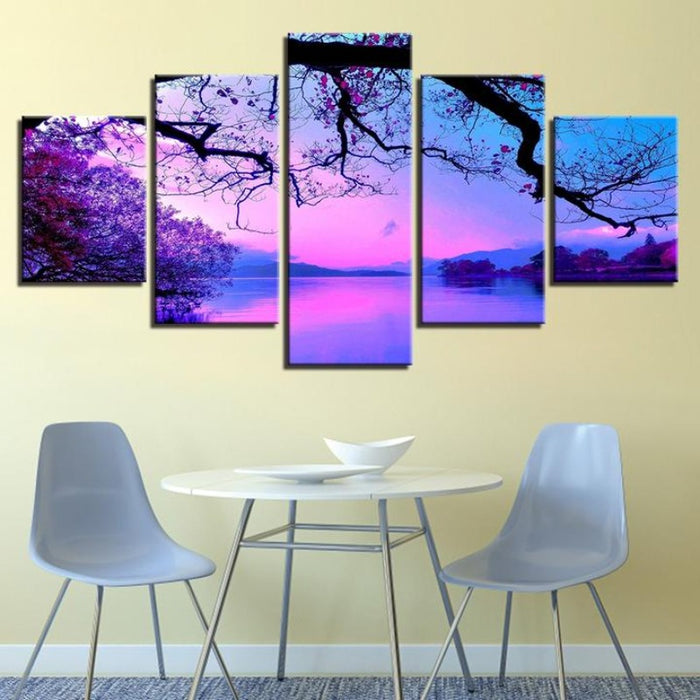 Purple Sunset Trees - Canvas Wall Art Painting
