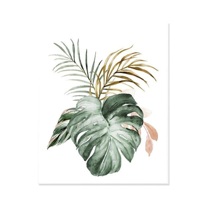 Tropical Botanical Green Leaves - Canvas Wall Art Print
