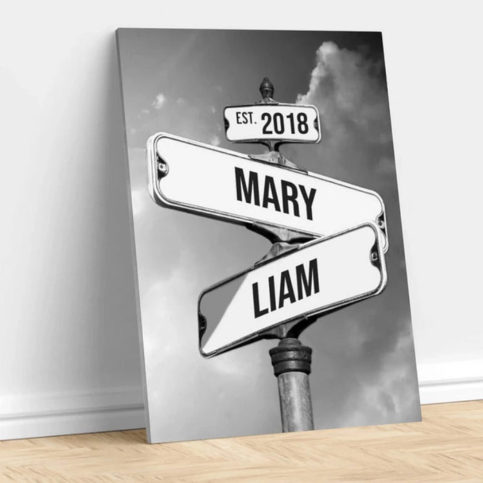 Personalized Canvas Vintage Street Sign For Couples