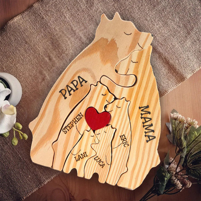 Personalized Wooden Bear Family Puzzle