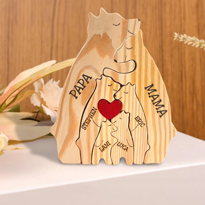 Personalized Wooden Bear Family Puzzle