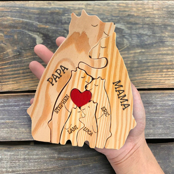 Personalized Wooden Bear Family Puzzle