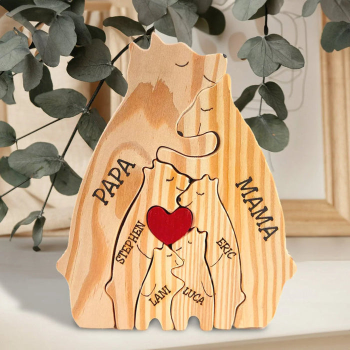 Personalized Wooden Bear Family Puzzle