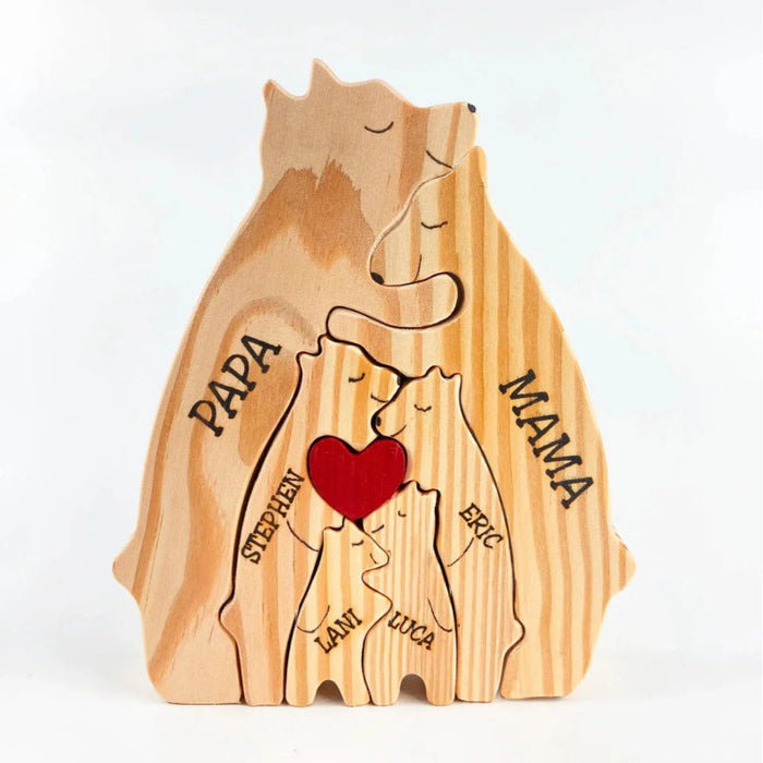 Personalized Wooden Bear Family Puzzle