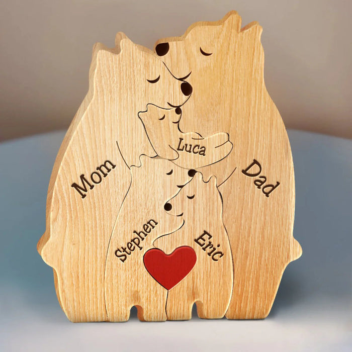 Personalized Wooden Bear Family Puzzle