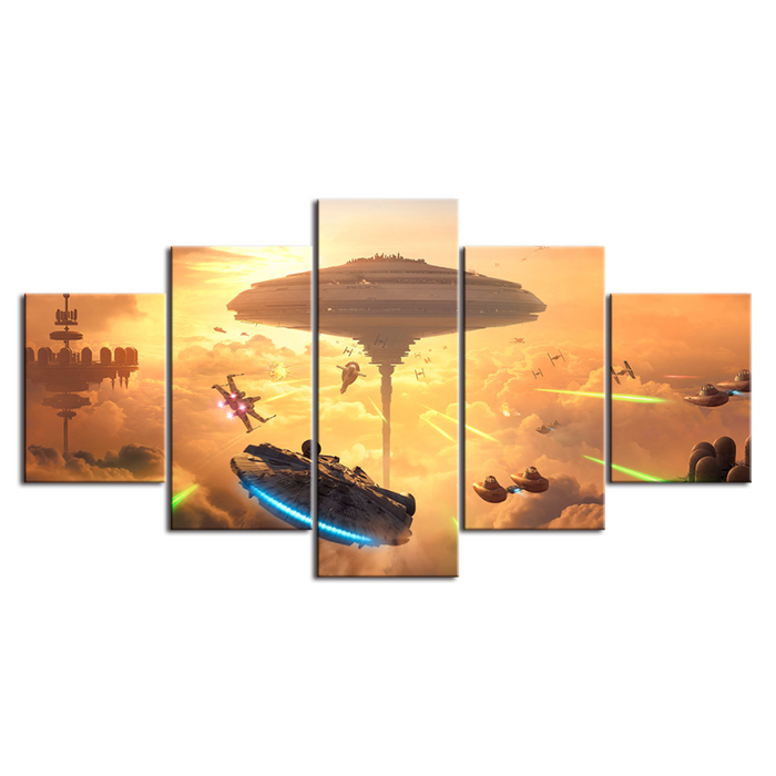 5 Piece Epic Battle In The Clouds - Canvas Wall Art Painting