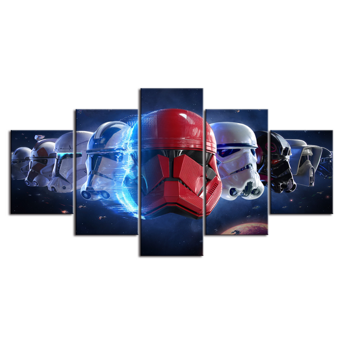 5 Piece Generations Of Troopers Helmets - Canvas Wall Art Painting