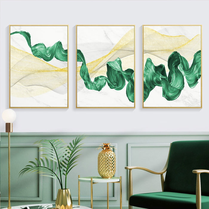 Green Ink Flow - Canvas Wall Art Painting