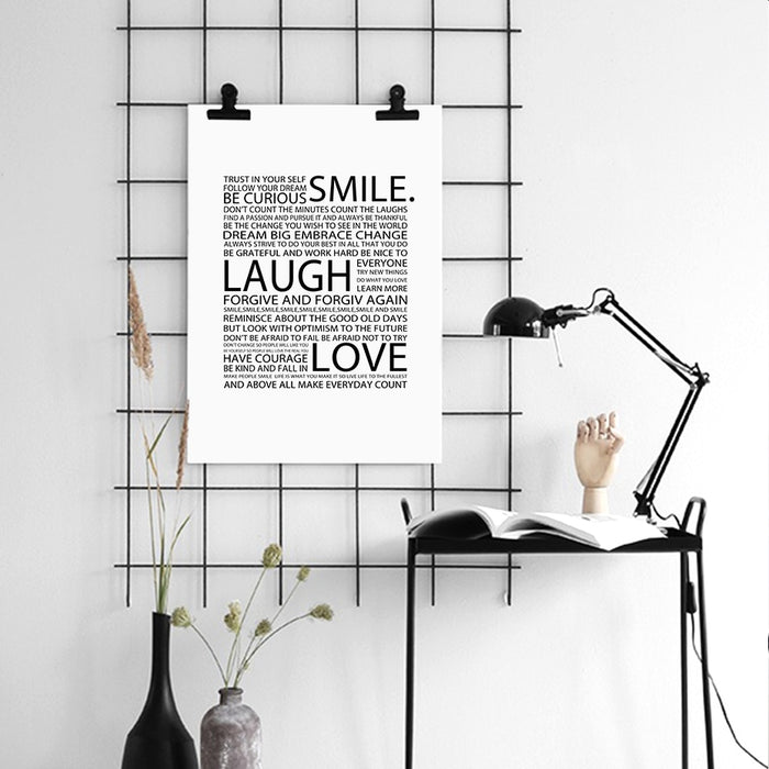 Romantic Flowers Smile Laugh Love Quote - Canvas Wall Art Painting