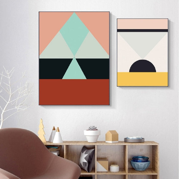 Modern Scandinavia Abstract Triangles - Canvas Wall Art Painting