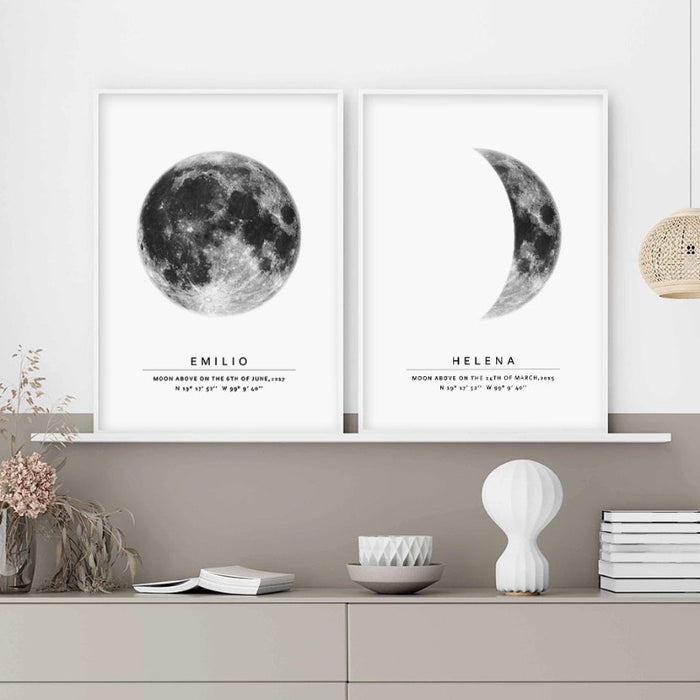 Personalized Moon Phase With Date - Canvas Wall Art Painting