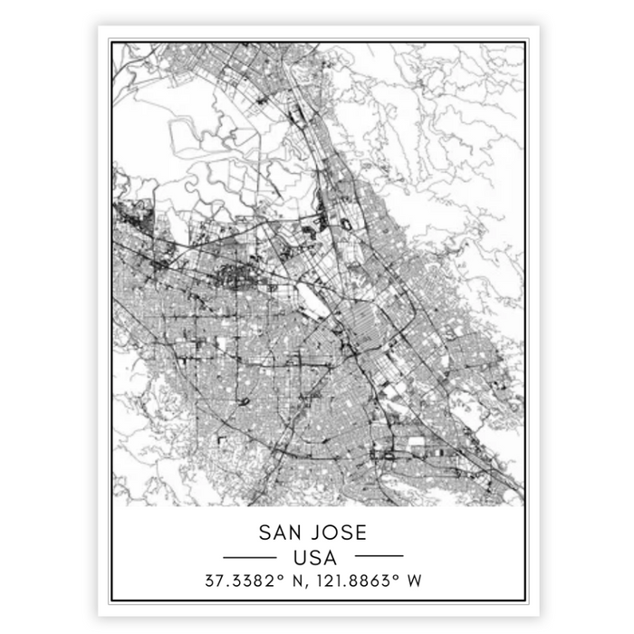 San Jose City Map - Canvas Wall Art Painting