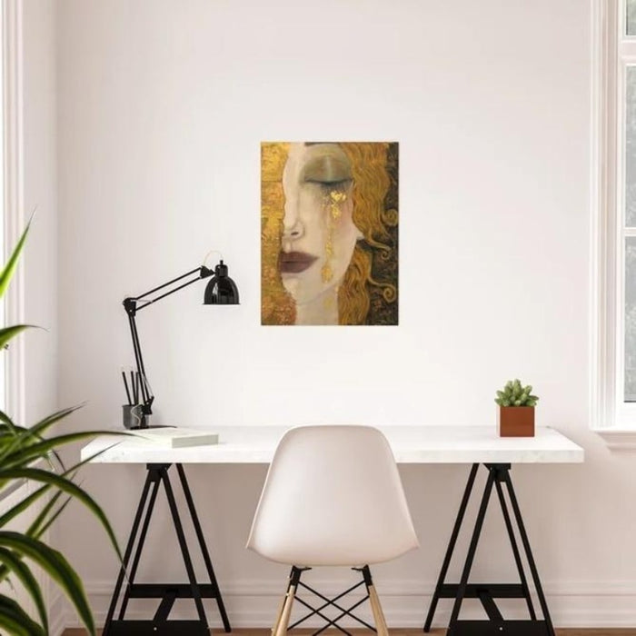 Woman Golden Tears - Canvas Wall Art Painting