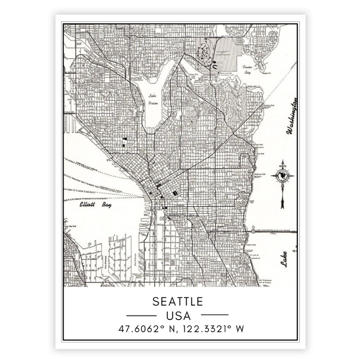 Seattle City Map - Canvas Wall Art Painting