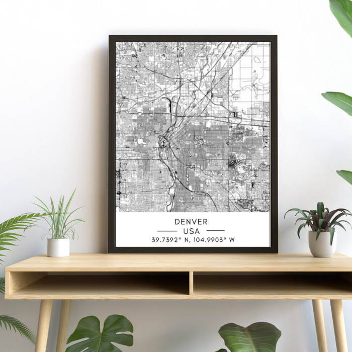 Denver City Map - Canvas Wall Art Painting
