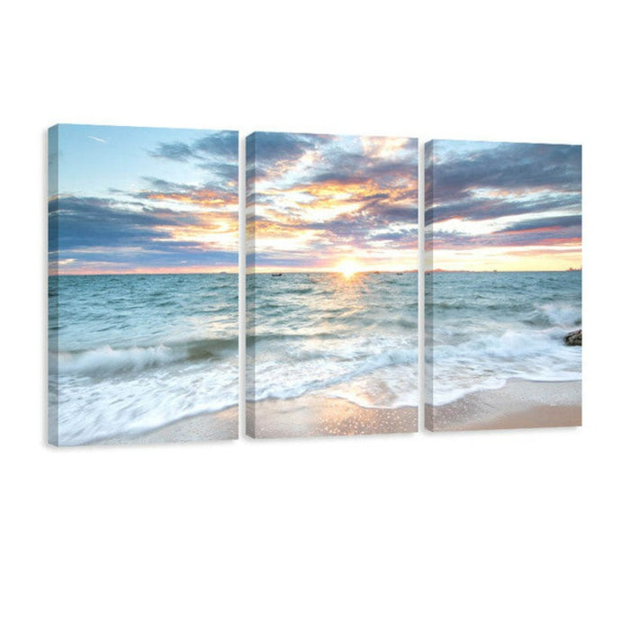 3Pcs Sunrise Beach Landscape Posters Canvas