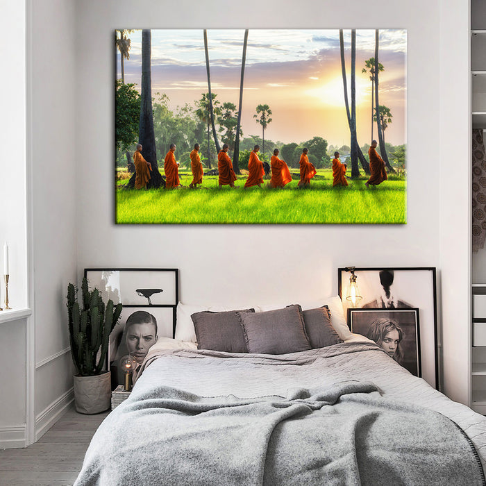 Relaxing Monks- Canvas Wall Art Painting