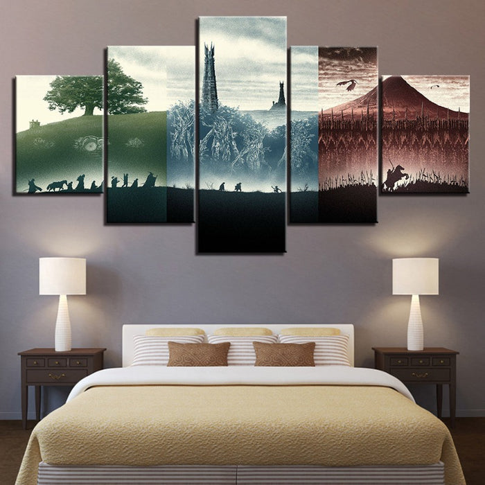 5 Piece Monochromatic Landscapes - Canvas Wall Art Painting