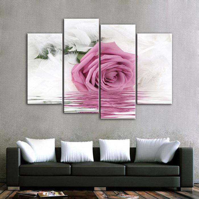Pink Rose In Water - Canvas Wall Art Painting