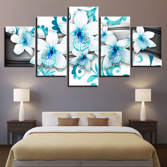 Dainty Blue Orchids 5 Piece - Canvas Wall Art Painting