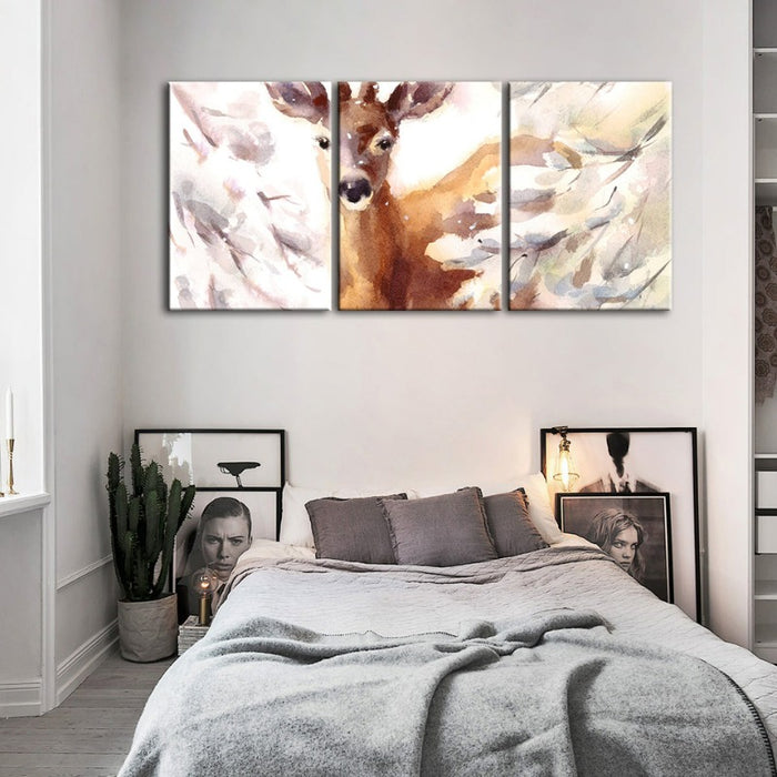 Young Elegant Deer-Canvas Wall Art Painting 3 Pieces