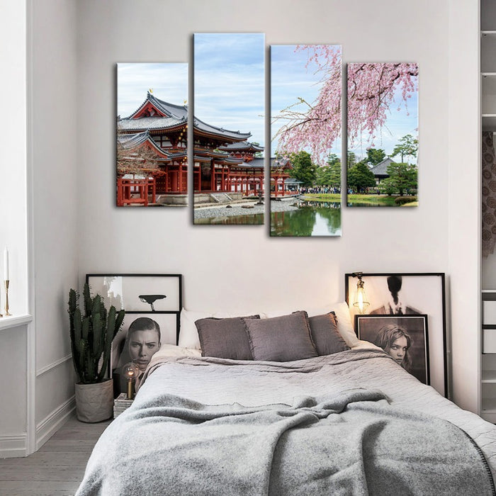4 Piece Gorgeous Cherry Blossom - Canvas Wall Art Painting