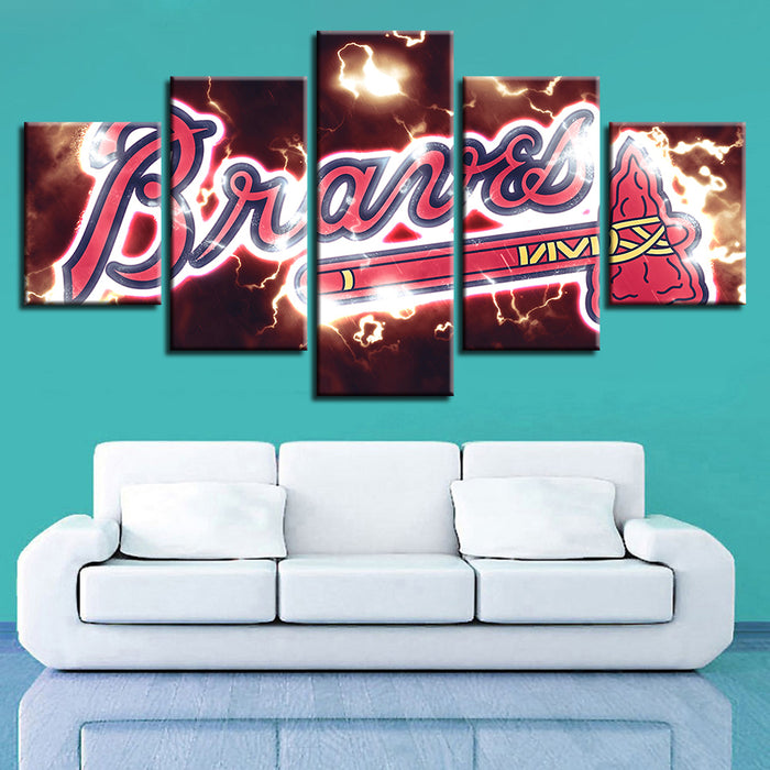 Dynamic Braves Logo 5 Piece - Canvas Wall Art Painting