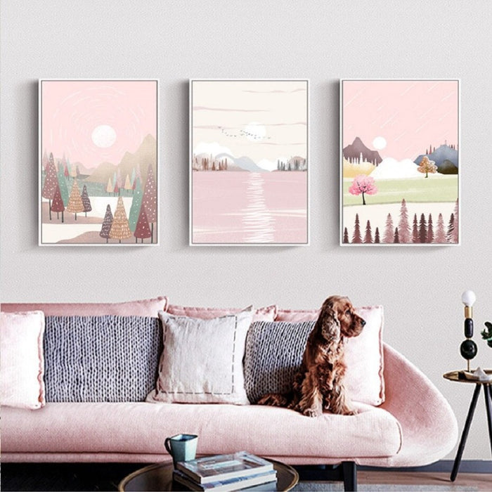 Dreamy Pink Landscape - Canvas Wall Art Painting