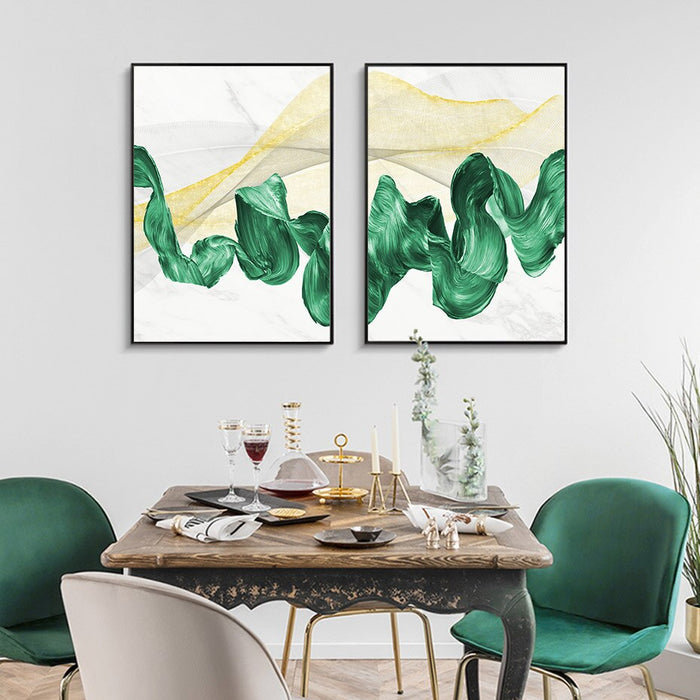 Green Ink Flow - Canvas Wall Art Painting