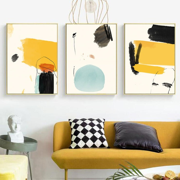 Geometric Abstract Trendy Colors  - Canvas Wall Art Painting
