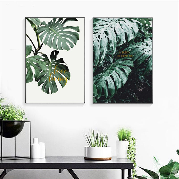 Green Turtle Leaves - Canvas Wall Art Painting
