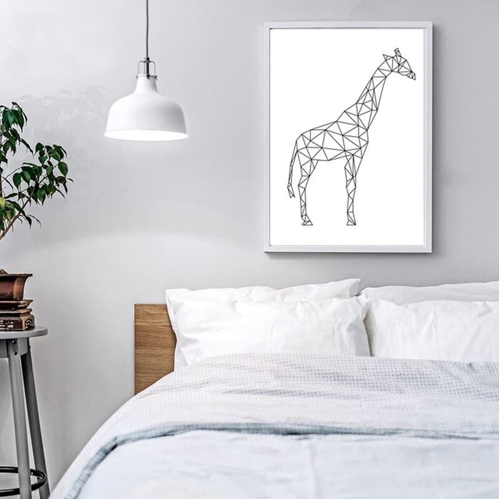 Minimalist Giraffe Geometric - Canvas Wall Art Painting