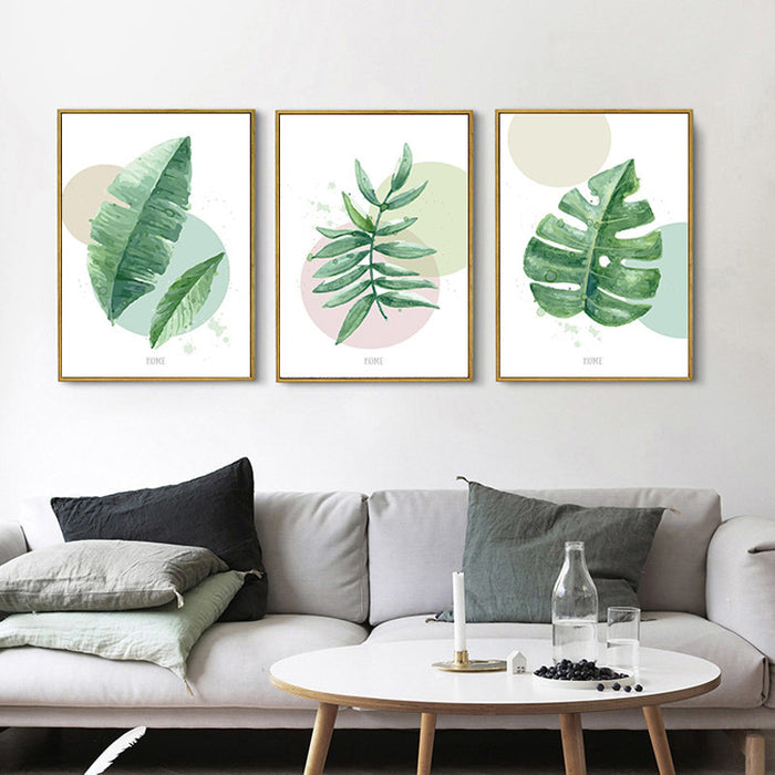 Nordic Refreshing Green Leaves - Canvas Wall Art Painting